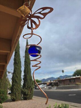 Nature's Cyclone Copper Tone Butterfly Twirling Sun Catcher